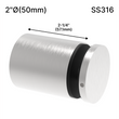 [SSO] Entretoise solide de la série Superior - 2" Ø˜ X 2-1/4" Hauteur de base - SS316 - Ronde (BS, MB)