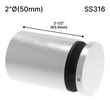 [SSO] Entretoise solide de la série Superior - 2" Ø˜ X 2-1/2" Hauteur de base - SS316 - Ronde (BS, MB)