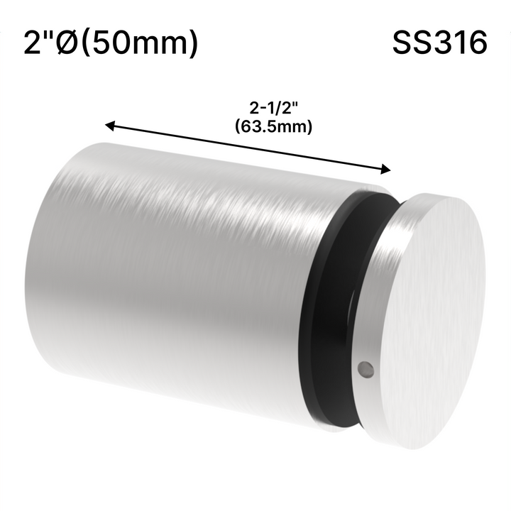 [SSO2X2.5] Standoff - 2" Ø˜ X 2-1/2" Base Height - Round - SS316