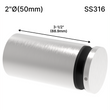 [SSO] Entretoise solide de la série Superior - 2" Ø˜ X 3-1/2" Hauteur de base - SS316 - Ronde (BS, MB)