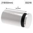[SSO] Entretoise solide de la série Superior - 2" Ø˜ X 3" Hauteur de base - SS316 - Ronde (BS, MB)