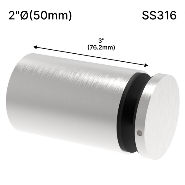 [SSO] Entretoise solide de la série Superior - 2" Ø˜ X 3" Hauteur de base - SS316 - Ronde (BS, MB)