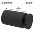 [SSO] Entretoise solide de la série Superior - 2" Ø˜ X 3" Hauteur de base - SS316 - Ronde (BS, MB)