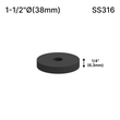 [SSOB] Base d'espacement solide - 1-1/2" Ø˜ X 1/4" Hauteur de base - SS316 - Ronde (BS, MBL)