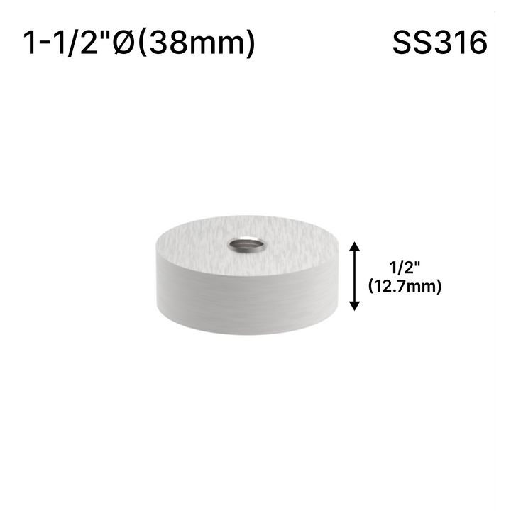 [SSOB] Base d'espacement solide - 1-1/2" Ø˜ X 1/2" Hauteur de base - SS316 - Ronde (BS, MBL)