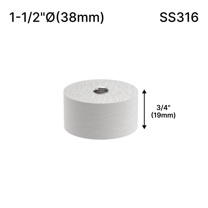 [SSOB] Base d'espacement solide - 1-1/2" Ø˜ X 3/4" Hauteur de la base - SS316 - Ronde (BS, MBL)