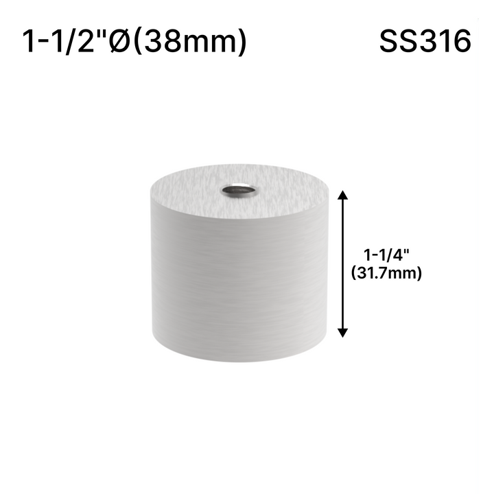 [SSOB] Base d'espacement solide - 1-1/2" Ø˜ X 1-1/4" Hauteur de la base - SS316 - Ronde (BS, MBL)