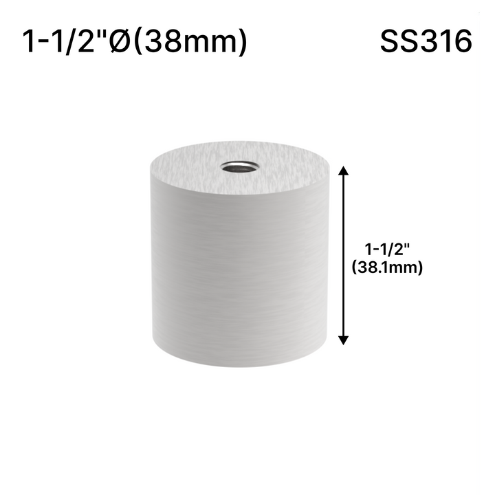 [SSOB] Base d'espacement solide - 1-1/2" Ø˜ X 1-1/2" Hauteur de base - SS316 - Ronde (BS, MBL)