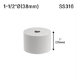 [SSOB] Base d'espacement solide - 1-1/2" Ø˜ X 1" Hauteur de base - SS316 - Ronde (BS, MBL)