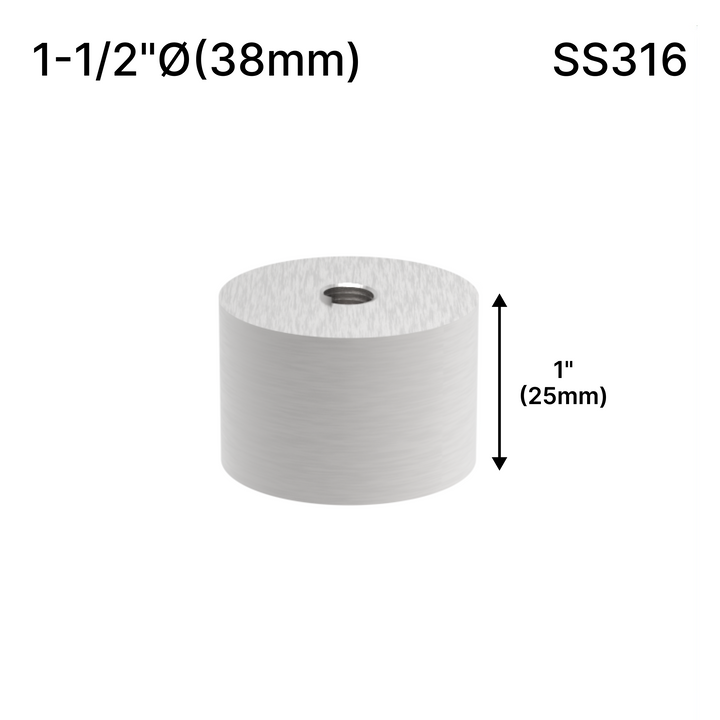 [SSOB] Base d'espacement solide - 1-1/2" Ø˜ X 1" Hauteur de base - SS316 - Ronde (BS, MBL)