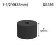 [SSOB] Base d'espacement solide - 1-1/2" Ø˜ X 1" Hauteur de base - SS316 - Ronde (BS, MBL)