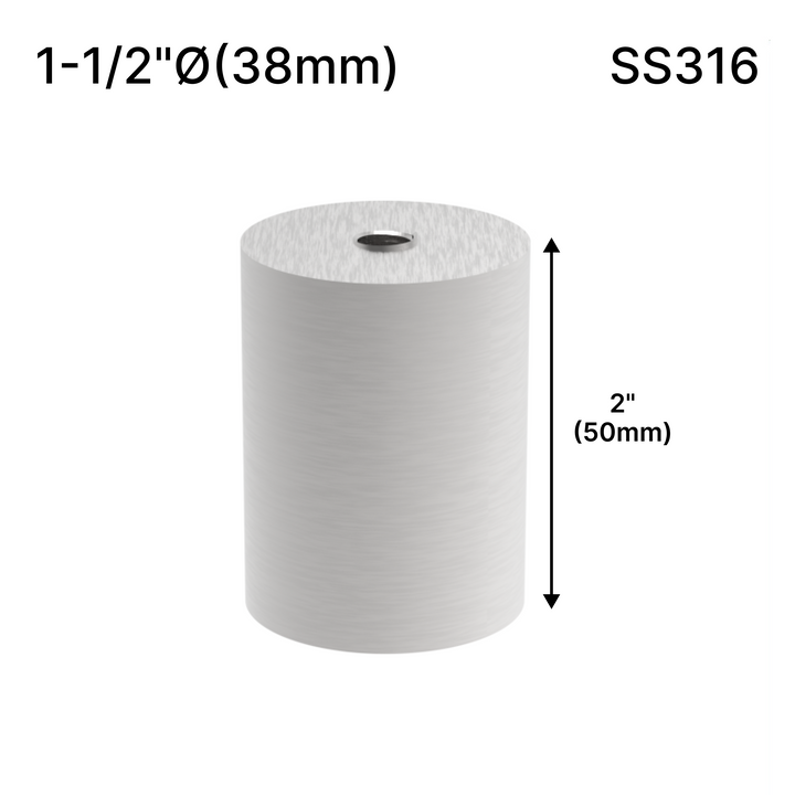 [SSOB] Base d'entretoise solide – Ø 1-1/2" x hauteur de base 2" – SS316 – Ronde (BS, MBL)