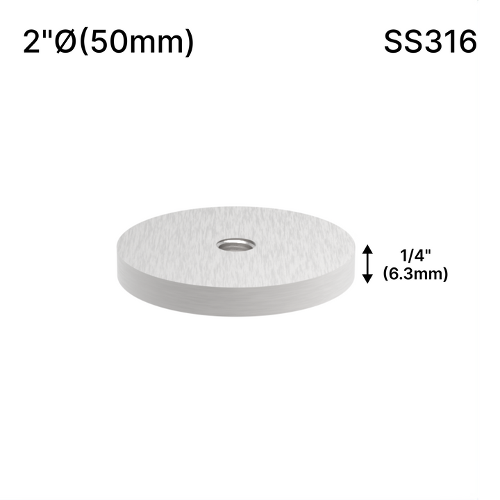 [SSOB] Base d'espacement solide - 2" Ø˜ X 1/4" Hauteur de base - SS316 - Ronde (BS, MBL)