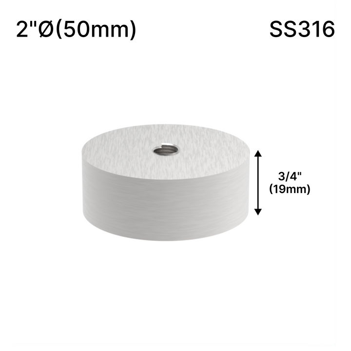 [SSOB] Base d'espacement solide - 2" Ø˜ X 3/4" Hauteur de base - SS316 - Ronde (BS, MBL)