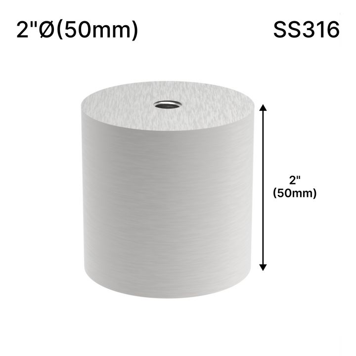 [SSOB] Base d'espacement solide - 2" Ø˜ X 2" Hauteur de base - SS316 - Ronde (BS, MBL)