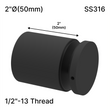 [SSOH] Entretoise solide robuste de la série Superior - 2" Ø˜ X 2" Hauteur de base avec filetage 1/2 - SS316 - Ronde (BS, MBL, PS) 