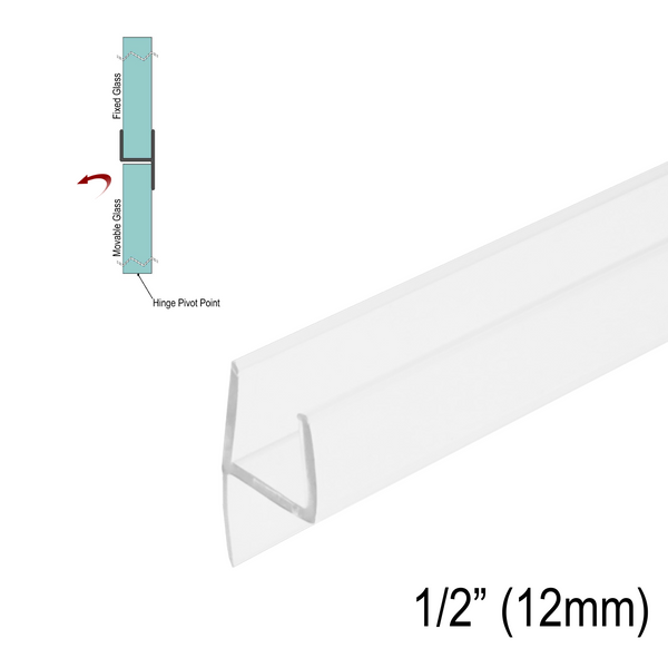 Sweep – Joint en « L » pour verre 1/2" (95") (ultra transparent, noir)