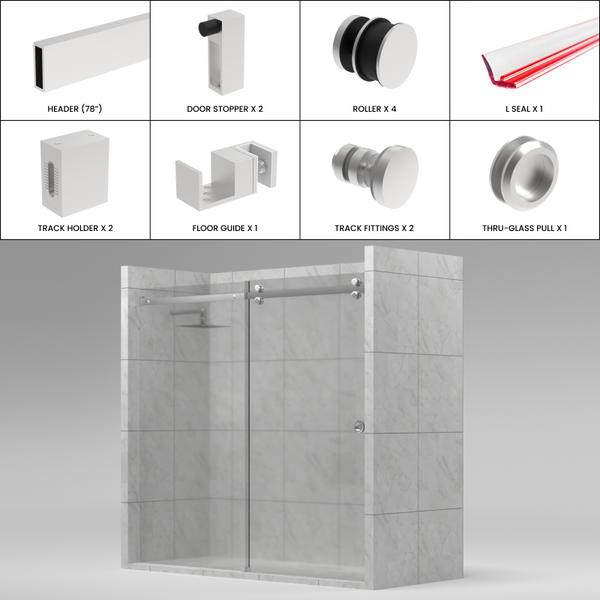 [TQ78] Ensemble de porte de douche coulissante - Série Tranquility