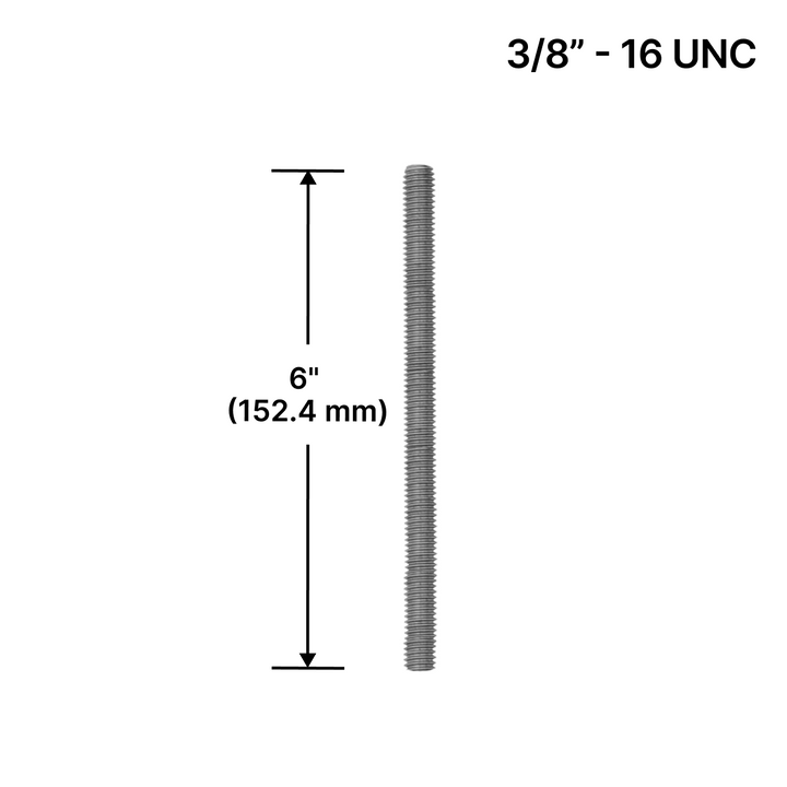 [TR38X6-SS316] Standoff - Threaded Rod - 3/8" X 6" - SS316 (3/8-16 UNC)