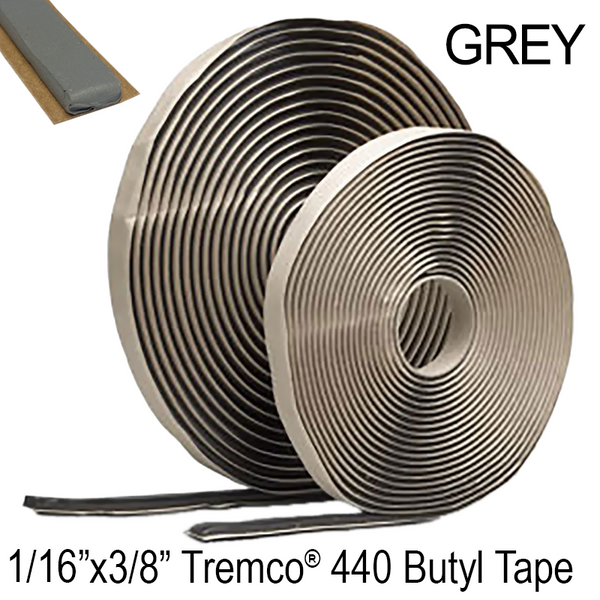 [TREMCO440-1/16-GREYTAPE-50FT] Cleaners & Sealants - 1/16"X3/8" Tremco 440 Butyl Architectural Grey Tape (50FT)