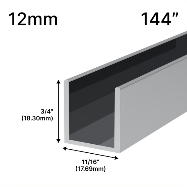 [UC14412] Shower U-Channel - 12mm Glass (144")