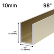 [UC9810] Shower U-Channel - 10mm Glass (98")