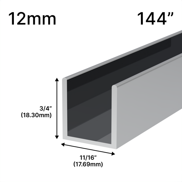 [UC14412] Profilé de douche en U - Verre 12 mm (144")