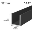 [UC14412] Profilé de douche en U - Verre 12 mm (144")