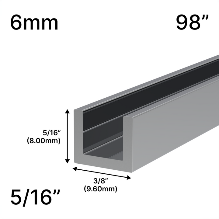 [UC986] Profilé de douche en U - Verre de 6 mm (98 po)
