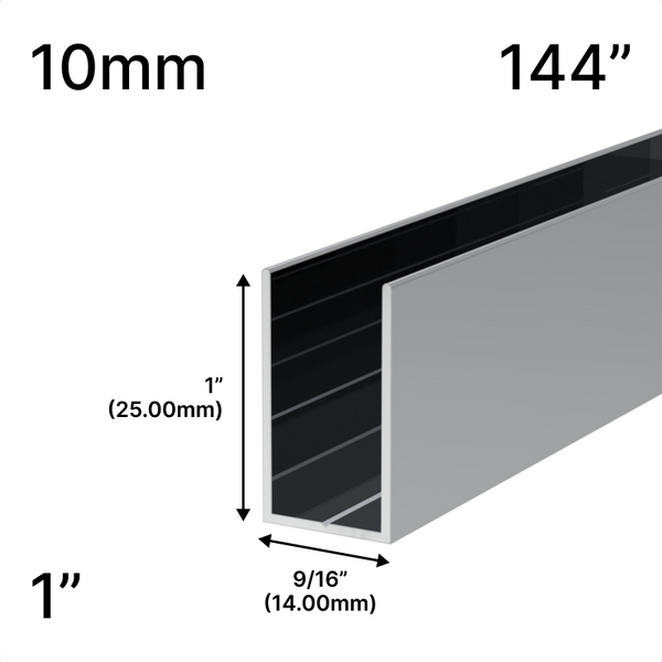 [UCH14410] Profilé de douche en U - Verre 10 mm (144 po) - Hauteur 1 po