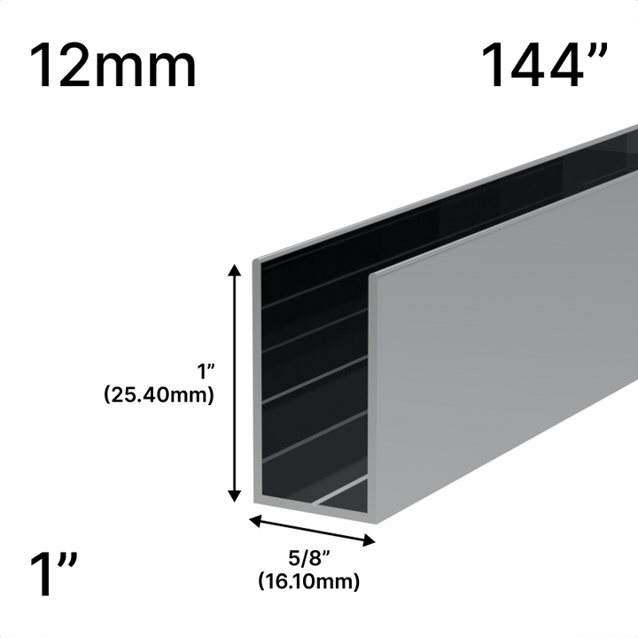[UCH14412] Profilé de douche en U - Verre 12 mm (144 po) - Hauteur 1 po