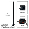 [ALPOST-42ADJ] Poteau en aluminium - Hauteur de base 42" - Réglable - Carré - Noir (pour verre 1/2")