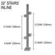 [SPRO32STAIR] Square Pro Stair Railing Post - 32" Base Height (BS, MBL) (Engineer Stamped)