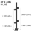 [SPRO32STAIR] Square Pro Stair Railing Post - 32" Base Height (BS, MBL) (Engineer Stamped)