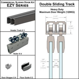 [EZY1HD-DD] Heavy Duty Sliding Door Kit - Double Sliding Door Track (118
