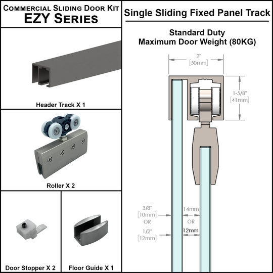 [EZY1SDP] Commercial Sliding Door Kit - EZY1 - Single Door + Panel Track (118")