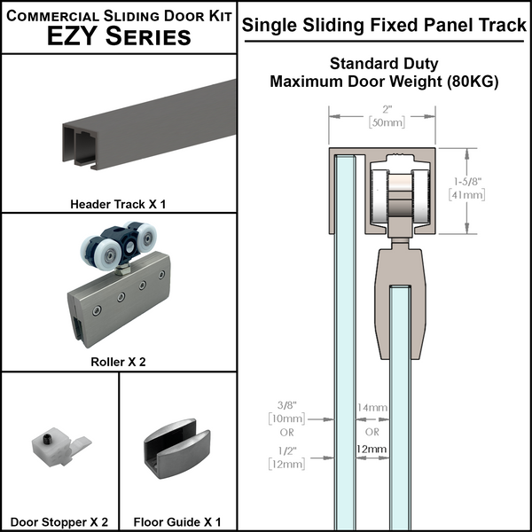 [EZY1-SDP] Sliding Door Kit - Single Door + Panel Track (118") (BS, SA, MBL)