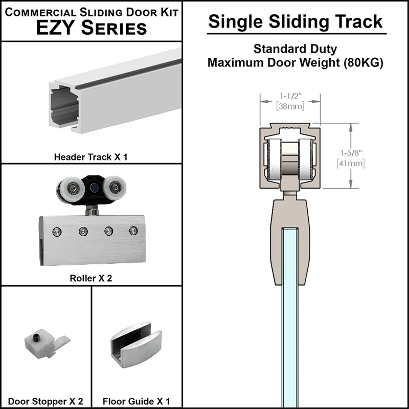 [EZY1SD] Sliding Door Kit Single Sliding Door Track (118") (BS, SA