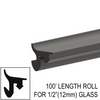[ARUB12] Profilé en U commercial - Joint d'étanchéité architectural enroulable pour verre de 1/2" (12 mm) (rouleau de 100 unités) - 1' de longueur pour verre 1/2"