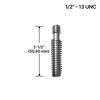 [ADJ12M-HB-5/8x2-1/2SS316] Entretoise réglable - Boulon de suspension 12M - 5/8" x 2-1/2" - Filetage 1/2" -13 (SS316 et ZINC) - 2-1/2" - SS316