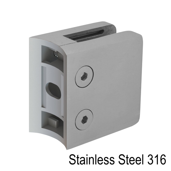 [SCLAM] Square CLAM Series Railing Clamp - 55x55mm - Round Back (BS, MBL)