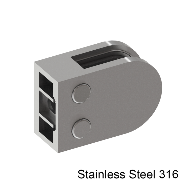 [RCLAM] Pince de garde-corps ronde série CLAM - 63x45 mm - Dos plat (BS, MBL)