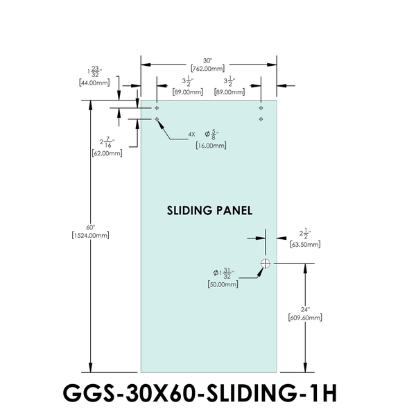 Stock Door for Sliding Kits - Tranquility Series - 30" x 60" - 1 Hole - Sliding Panel