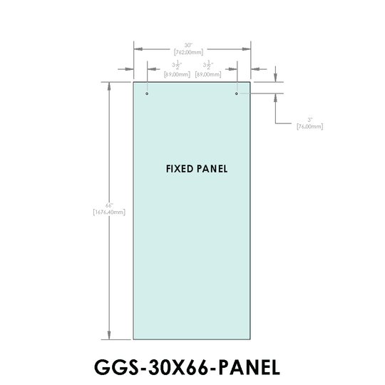 Porte standard pour ensembles coulissants, série Tranquility, 30" x 66", panneau fixe