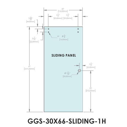 Porte standard pour ensembles coulissants, série Tranquility, 30" x 66", 1 trou, panneau coulissant