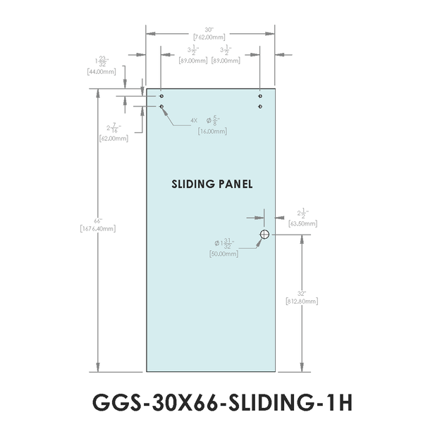 Stock Door for Sliding Kits - Tranquility Series - 30" x 66" - 1 Hole - Sliding Panel