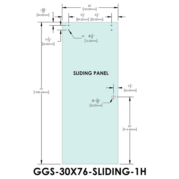 Stock Door for Sliding Kits - Tranquility Series - 30" x 76" - 1 Hole - Sliding Panel