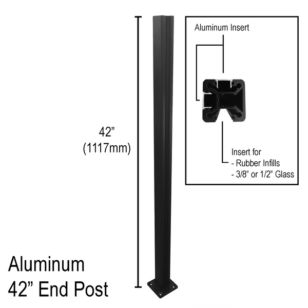 Architectural Aluminum Post - Modern Elegance Series - 42" Base Height - End - Square (MB)
