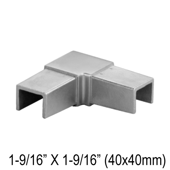 [CE40F90H] Caprail - Elbow - 40mm Square - Fixed 90° Horizontal