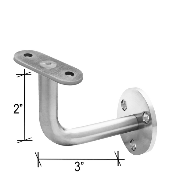 [HRB3X2] Handrail Bracket - Wall Mount - 3X2" w/ Flat Saddle (BS, MBL)